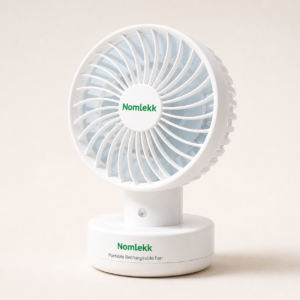 NomLekk portable rechargeable fan on a clean studio background